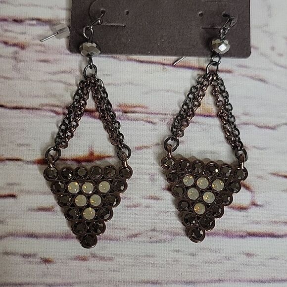 Chico's Gray/Bronze Chandelier Earrings NWT - Picture 2 of 5